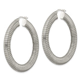 Stainless Steel Hoop Earrings, Ribbed High-Polish Textured Design, Large Round Statement Style