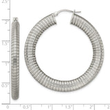Stainless Steel Hoop Earrings, Ribbed High-Polish Textured Design, Large Round Statement Style