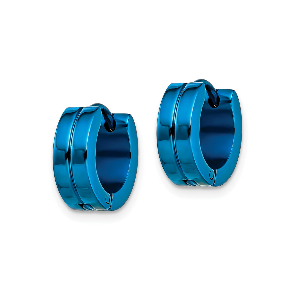 Stainless Steel Huggie Hoop Earrings, Blue Minimalist Urban Style, Unisex Design
