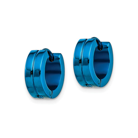 Stainless Steel Huggie Hoop Earrings, Blue Minimalist Urban Style, Unisex Design