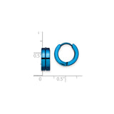 Stainless Steel Huggie Hoop Earrings, Blue Minimalist Urban Style, Unisex Design