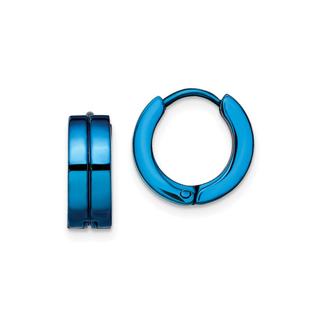 Stainless Steel Huggie Hoop Earrings, Blue Minimalist Urban Style, Unisex Design