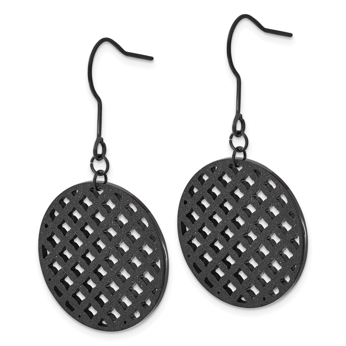 Stainless Steel Dangle Earrings, Round Lattice-Cut Disc Design, Gothic Punk Style, Nickel Free
