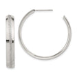 Stainless Steel Hoop Earrings, Polished Finish with Textured Stripe, Minimalist Lightweight Design