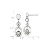 Stainless Steel Dangle Earrings with Open Oval Orbital Design, Polished Geometric Style