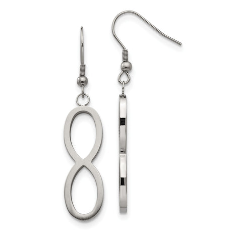 Stainless Steel Dangle Infinity Earrings with Open Infinity Symbol Design for Women