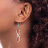 Stainless Steel Dangle Earrings with Cubic Zirconia, Infinity Symbol Drop Design