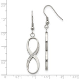 Stainless Steel Dangle Earrings with Cubic Zirconia, Infinity Symbol Drop Design