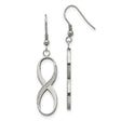Stainless Steel Dangle Earrings with Cubic Zirconia, Infinity Symbol Drop Design