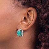 Stainless Steel Drop Earrings with Created Turquoise, Faceted Finish, Boho Southwestern Style