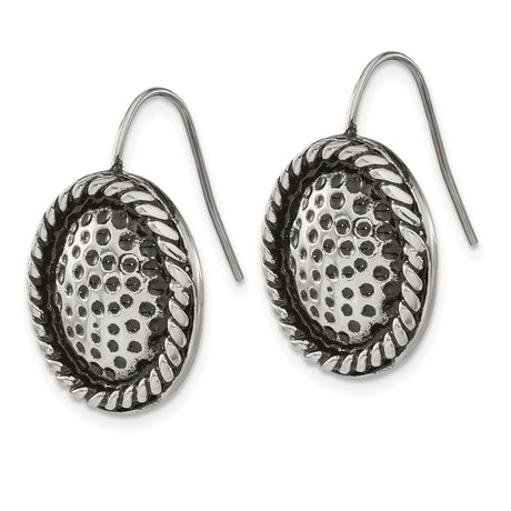 Stainless Steel Dangle Earrings with Honeycomb Texture and Rope Border, Boho Drop Design for Women