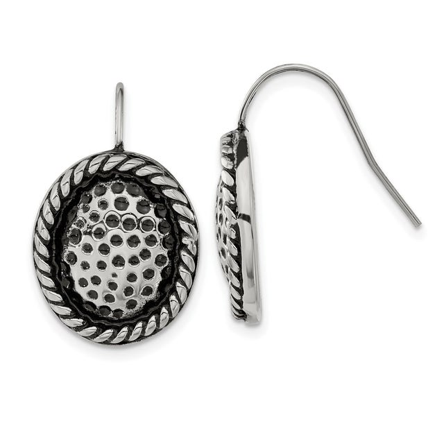 Stainless Steel Dangle Earrings with Honeycomb Texture and Rope Border, Boho Drop Design for Women
