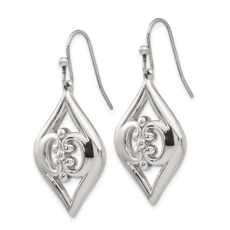 Stainless Steel Dangle Earrings with Marquise Shape and Tribal Swirl Design