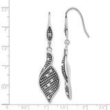 Stainless Steel Dangle Earrings with Clear Crystal, Abstract Wave and Leaf Design