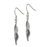 Stainless Steel Dangle Earrings with Cubic Zirconia, Twisted Wave Two-Tone Design
