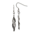 Stainless Steel Dangle Earrings with Cubic Zirconia, Twisted Wave Two-Tone Design