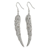 Stainless Steel Angel Wing Drop Earrings with Cubic Zirconia, Spiritual Memorial Design