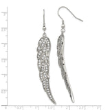 Stainless Steel Angel Wing Drop Earrings with Cubic Zirconia, Spiritual Memorial Design