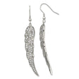 Stainless Steel Angel Wing Drop Earrings with Cubic Zirconia, Spiritual Memorial Design