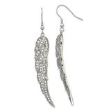 Stainless Steel Angel Wing Drop Earrings with Cubic Zirconia, Spiritual Memorial Design