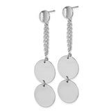 Stainless Steel Dangle Earrings with Double Disc Charms and Layered Chains, Minimalist Drop Design