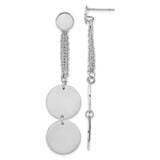 Stainless Steel Dangle Earrings with Double Disc Charms and Layered Chains, Minimalist Drop Design