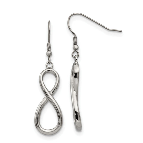 Stainless Steel Dangle Earrings, Infinity Symbol Design, Hypoallergenic Modern Jewelry for Women