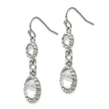 Stainless Steel Dangle Earrings with Clear Glass Crystals, Floral Edging, Lightweight Design