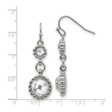 Stainless Steel Dangle Earrings with Clear Glass Crystals, Floral Edging, Lightweight Design