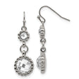 Stainless Steel Dangle Earrings with Clear Glass Crystals, Floral Edging, Lightweight Design
