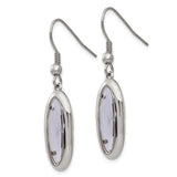 Stainless Steel Drop Earrings with Clear Faceted Glass Crystals in Bezel Setting