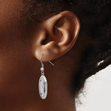 Stainless Steel Drop Earrings with Clear Faceted Glass Crystals in Bezel Setting