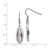 Stainless Steel Drop Earrings with Clear Faceted Glass Crystals in Bezel Setting