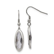 Stainless Steel Drop Earrings with Clear Faceted Glass Crystals in Bezel Setting