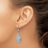 Stainless Steel Teardrop Dangle Earrings with Pink Cats Eye, Sunburst Design