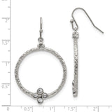 Stainless Steel Dangle Hoop Earrings with Cubic Zirconia Four-Stone Clover Design