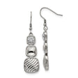 Stainless Steel Dangle Earrings with Cubic Zirconia, Square Drop Design, Geometric Style