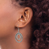 Stainless Steel Dangle Earrings with Cubic Zirconia, Twisted Rope and Double Circle Design