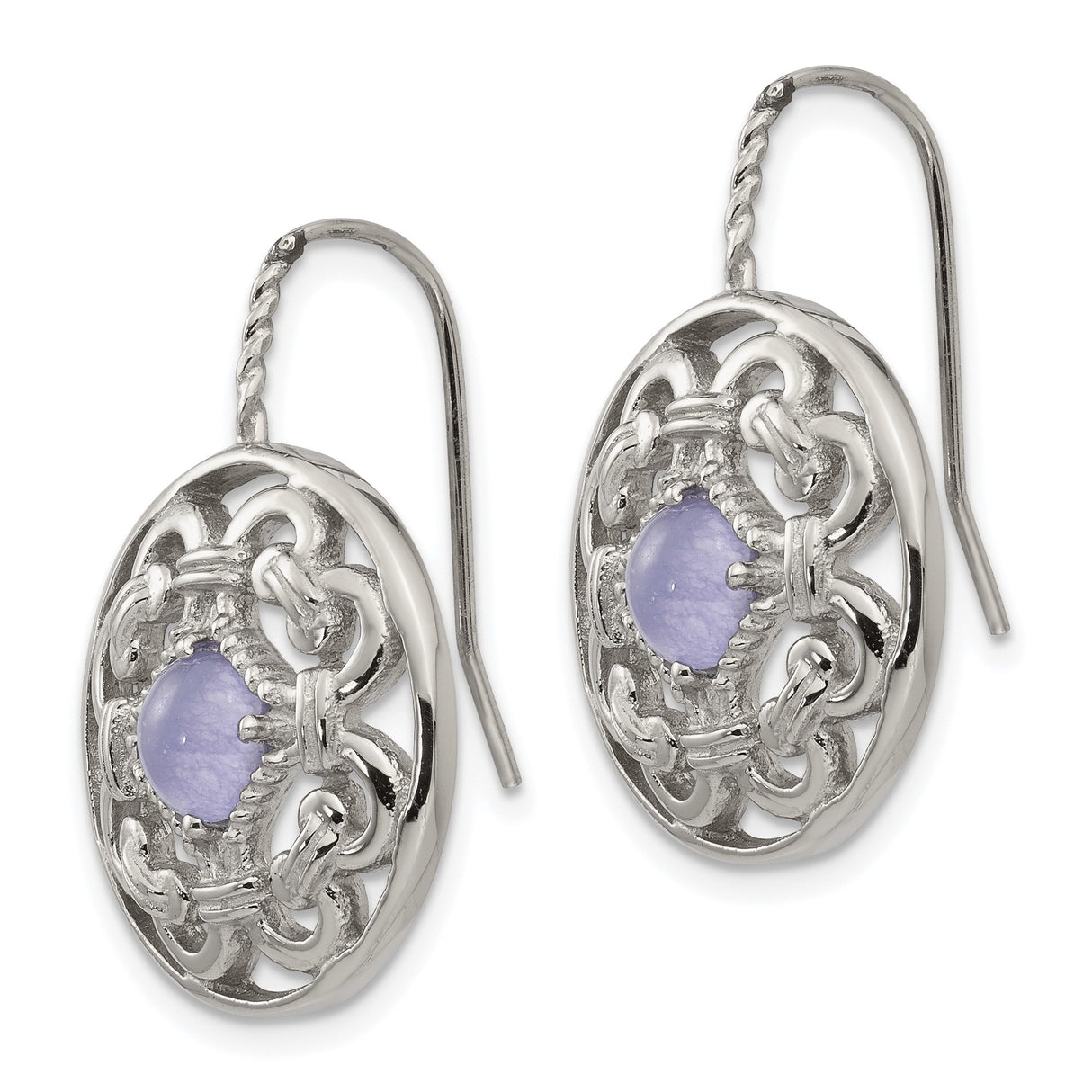 Stainless Steel Celtic Dangle Earrings with Purple Gemstone, Knotwork Design for Women