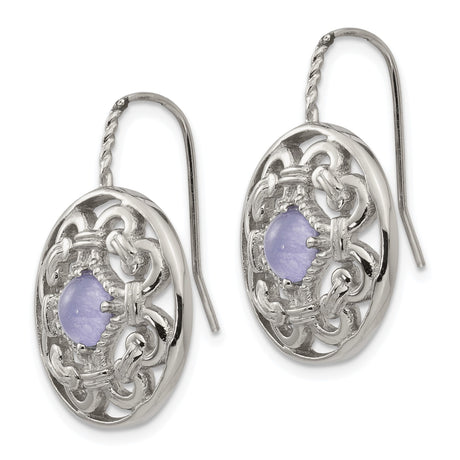Stainless Steel Celtic Dangle Earrings with Purple Gemstone, Knotwork Design for Women