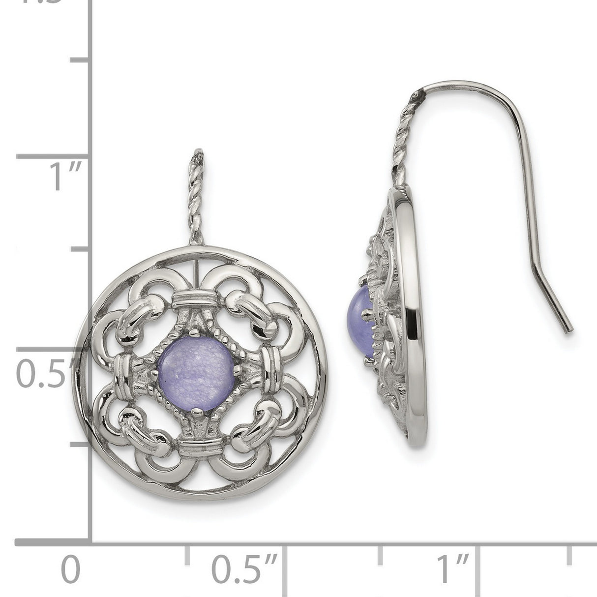 Stainless Steel Celtic Dangle Earrings with Purple Gemstone, Knotwork Design for Women