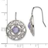 Stainless Steel Celtic Dangle Earrings with Purple Gemstone, Knotwork Design for Women