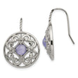 Stainless Steel Celtic Dangle Earrings with Purple Gemstone, Knotwork Design for Women