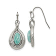Stainless Steel Dangle Earrings with Created Jade, Hammered Teardrop Boho Design for Women