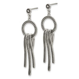Stainless Steel Dangle Earrings with Circular Drops and Geometric Abstract Design