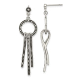Stainless Steel Dangle Earrings with Circular Drops and Geometric Abstract Design