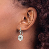 316 Stainless Steel Dangle Earrings with Black Onyx, Hammered Texture, Oval and Circle Design