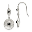 316 Stainless Steel Dangle Earrings with Black Onyx, Hammered Texture, Oval and Circle Design
