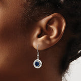 Stainless Steel Dangle Earrings with Blue Druzy Stone, Modern Minimalist Hook Style