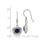Stainless Steel Dangle Earrings with Blue Druzy Stone, Modern Minimalist Hook Style